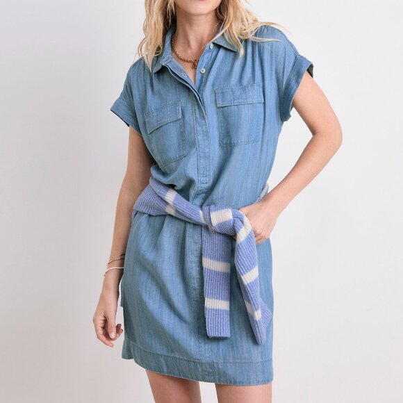NEW Vineyard Vines Margo Chambray Shirt Dress Blue Mirage Small - Picture 4 of 11